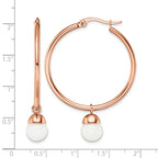 Stainless Steel Rose Gold-Tone Polished Hoop Earrings for Women
