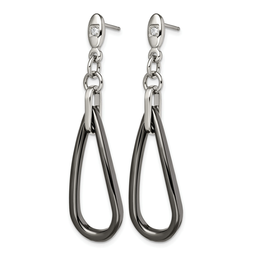 Stainless Steel Ceramic Polished Cubic Zirconia Drop Dangle Earrings for Women