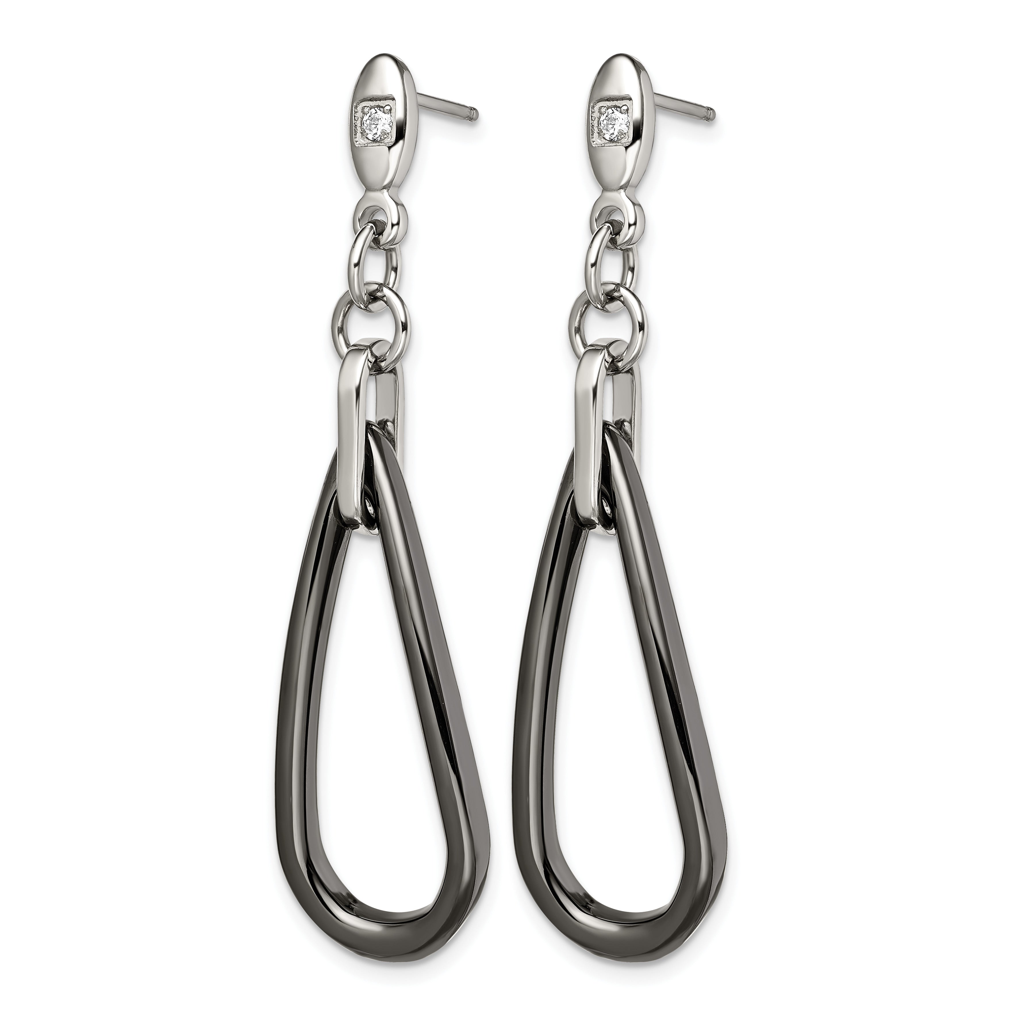 Stainless Steel Ceramic Polished Cubic Zirconia Drop Dangle Earrings for Women