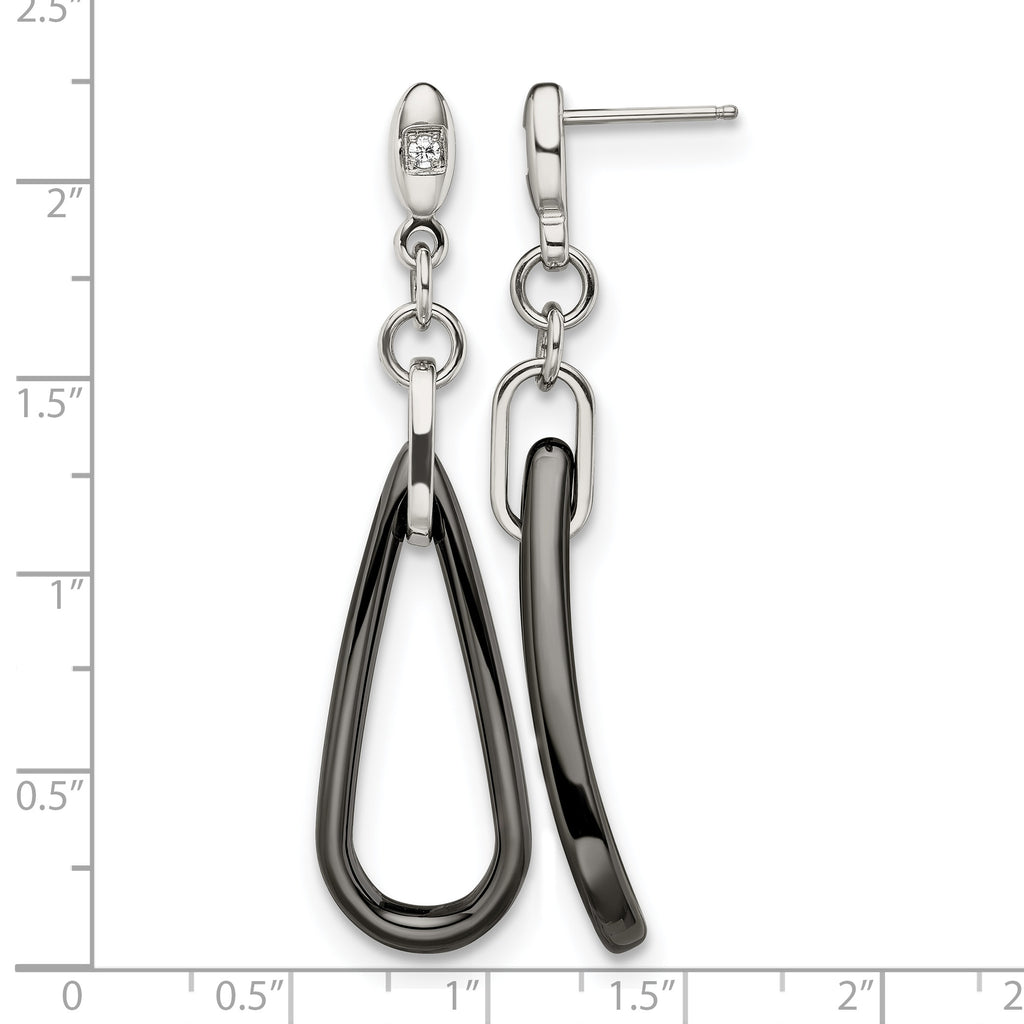 Stainless Steel Ceramic Polished Cubic Zirconia Drop Dangle Earrings for Women