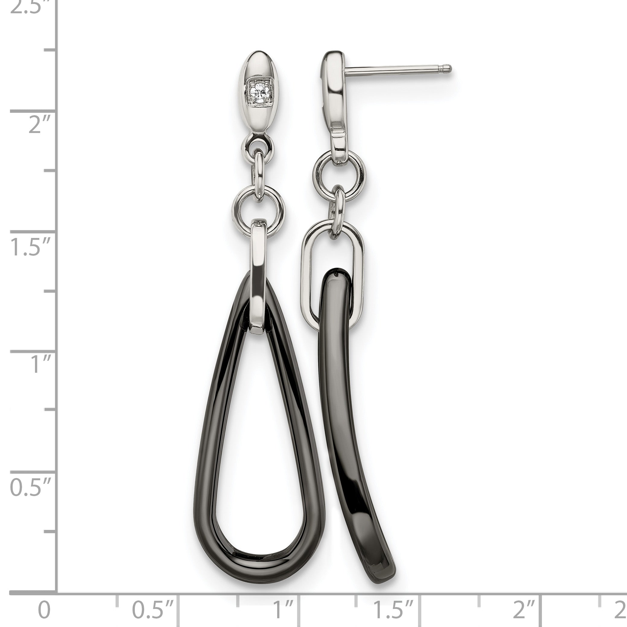 Stainless Steel Ceramic Polished Cubic Zirconia Drop Dangle Earrings for Women