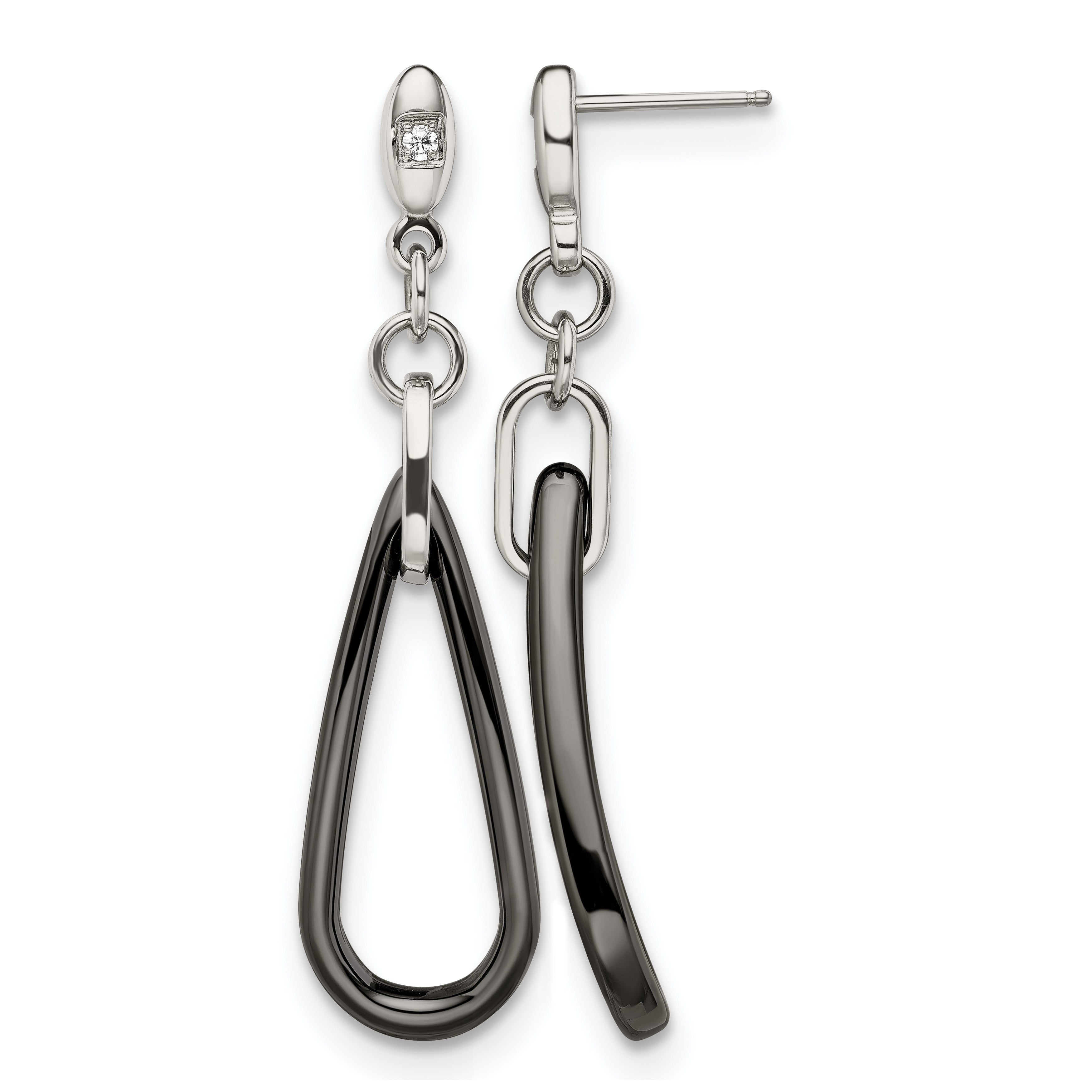 Stainless Steel Ceramic Polished Cubic Zirconia Drop Dangle Earrings for Women Main image