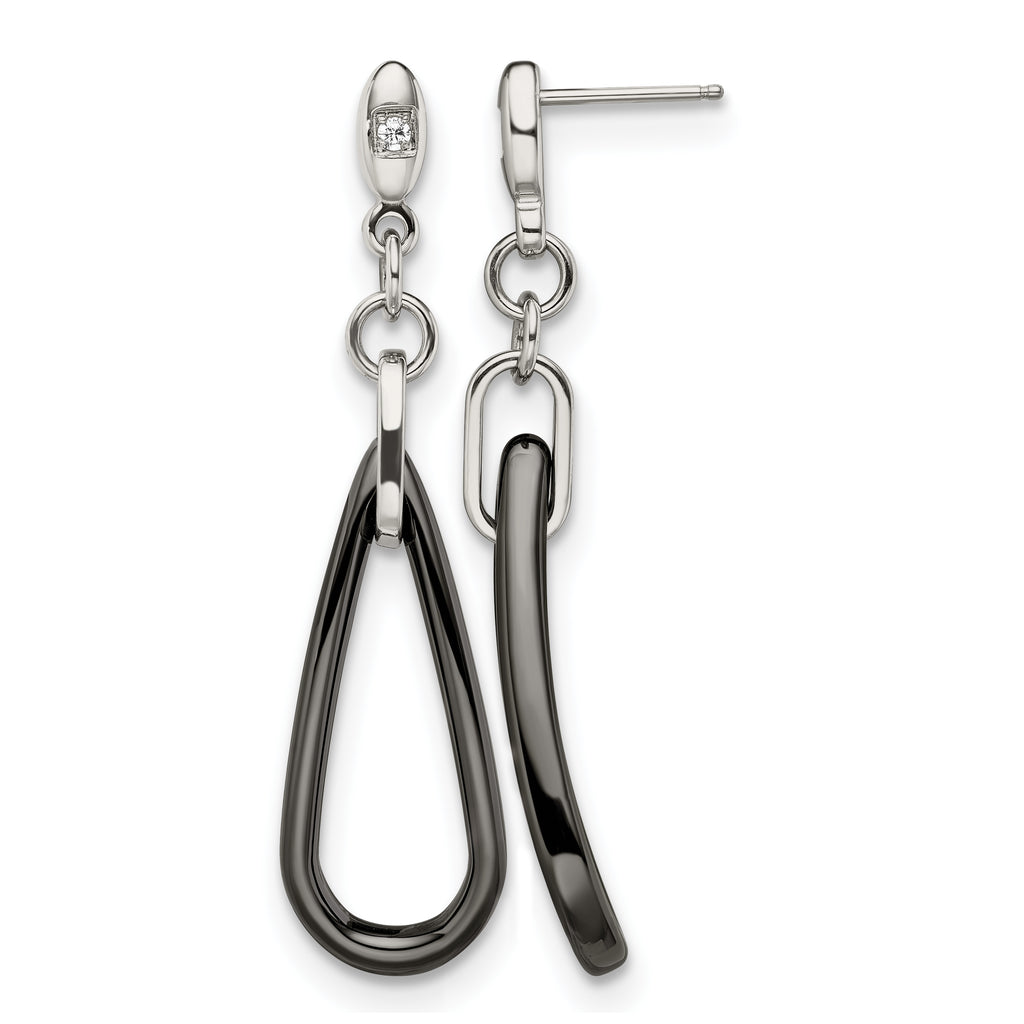 Stainless Steel Ceramic Polished Cubic Zirconia Drop Dangle Earrings for Women