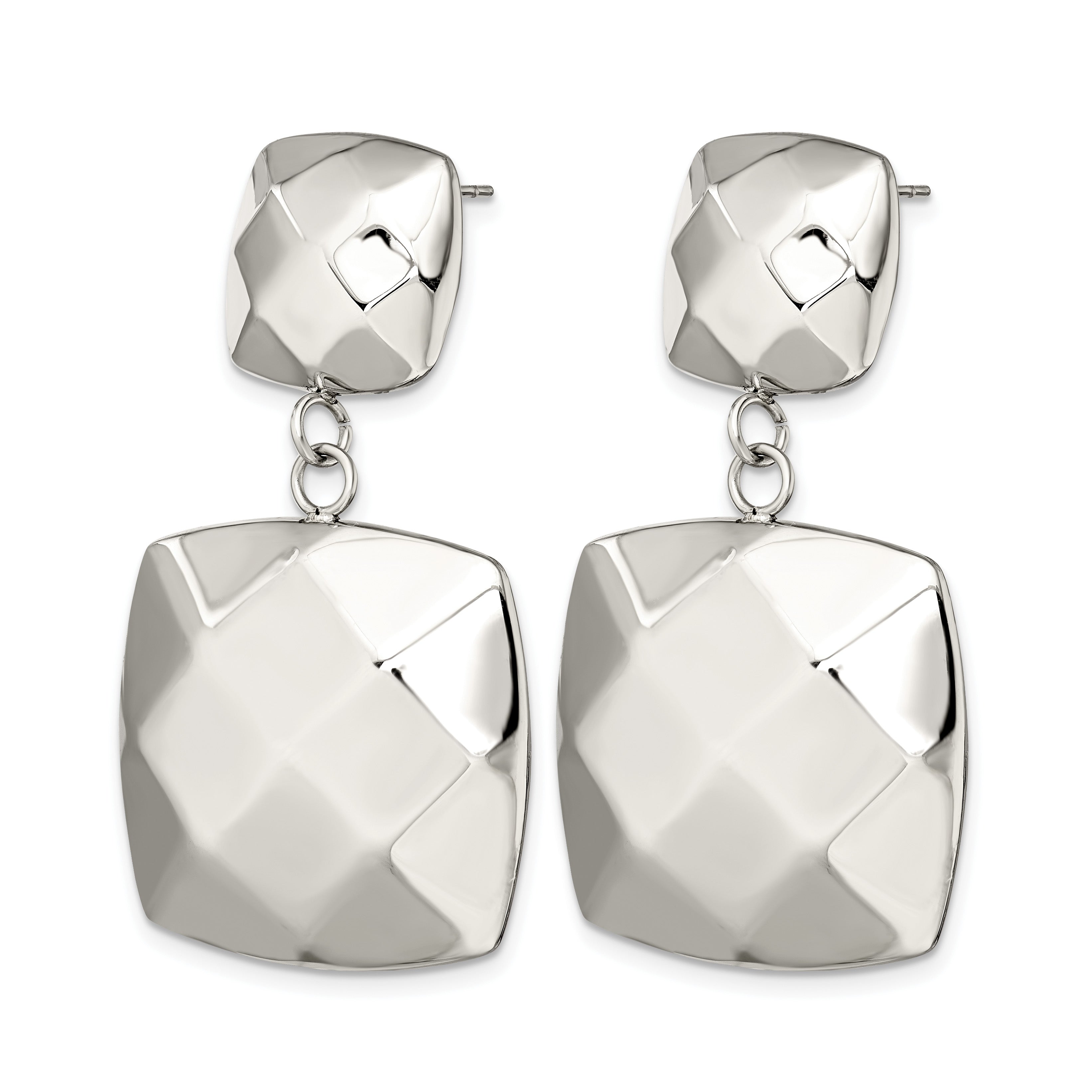 Stainless Steel Polished Square Drop Dangle Earrings for Women