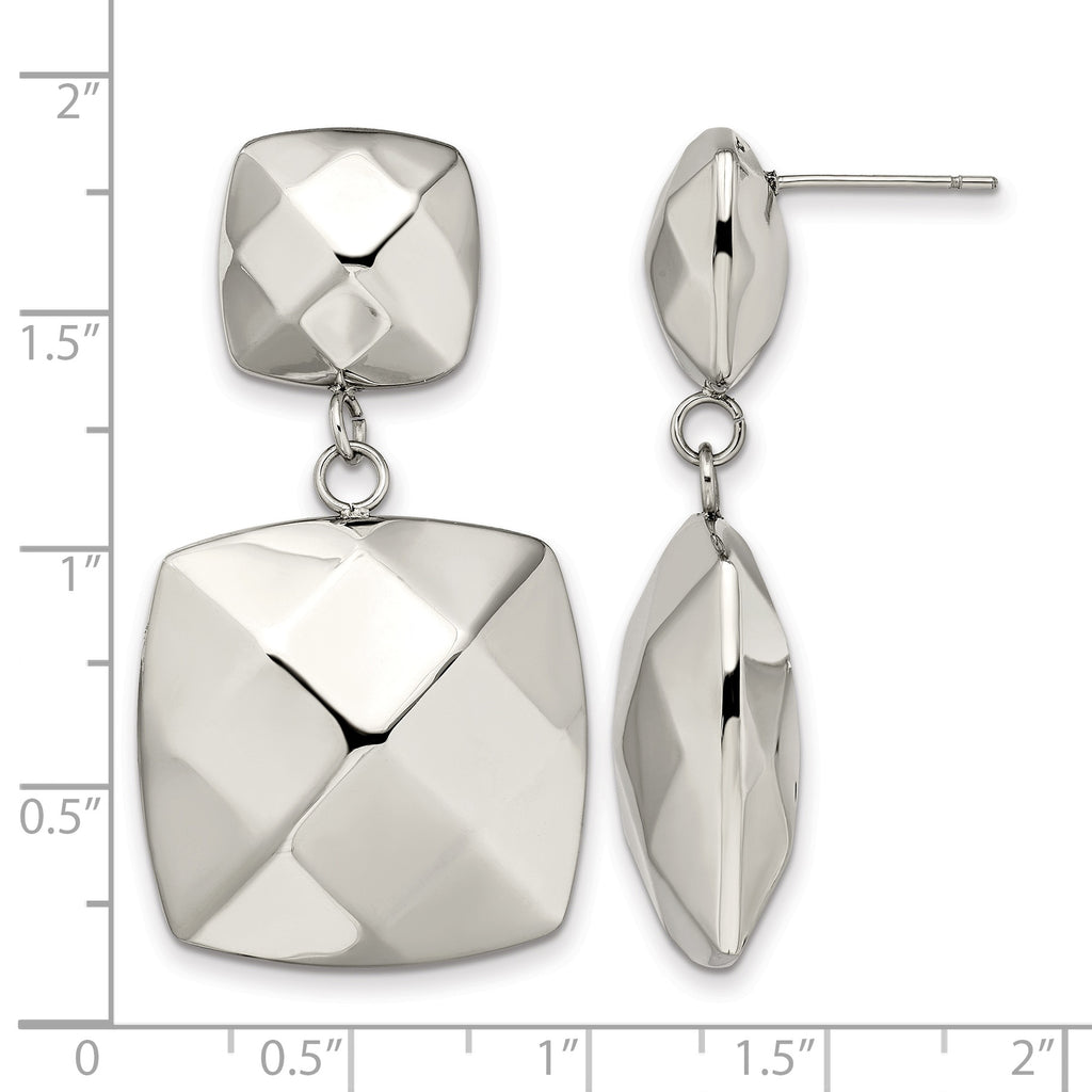 Stainless Steel Polished Square Drop Dangle Earrings for Women