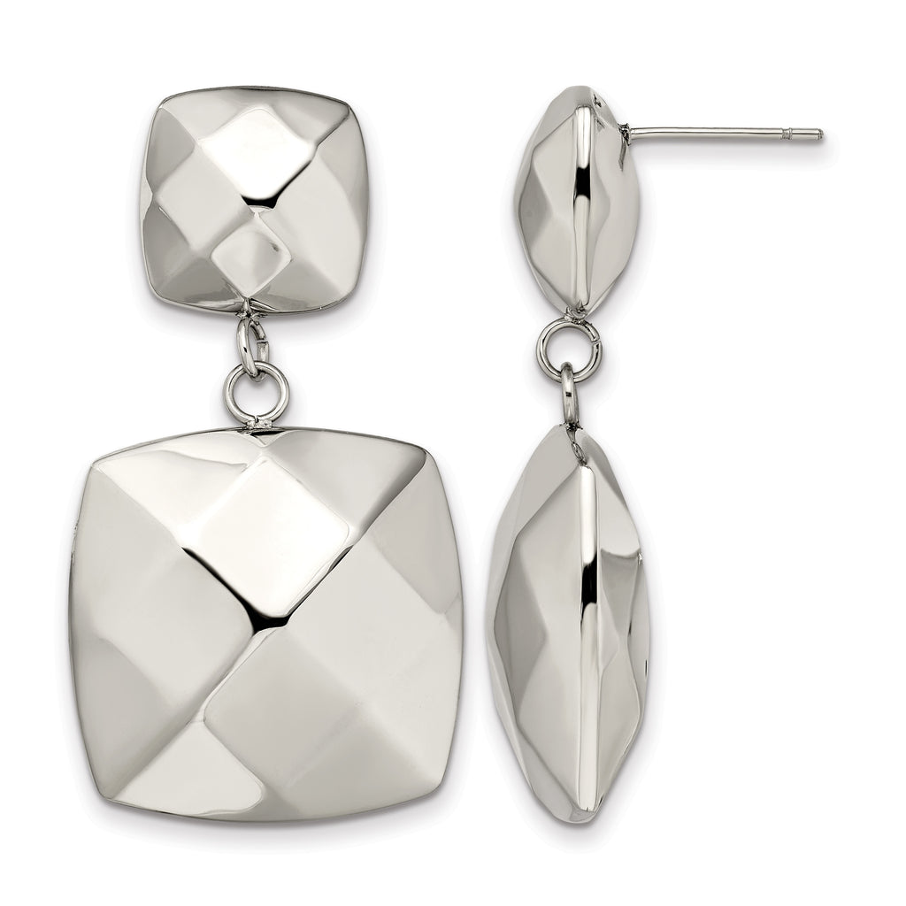 Stainless Steel Polished Square Drop Dangle Earrings for Women