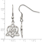 Stainless Steel Polished Heart Knot Drop Dangle Earrings for Women