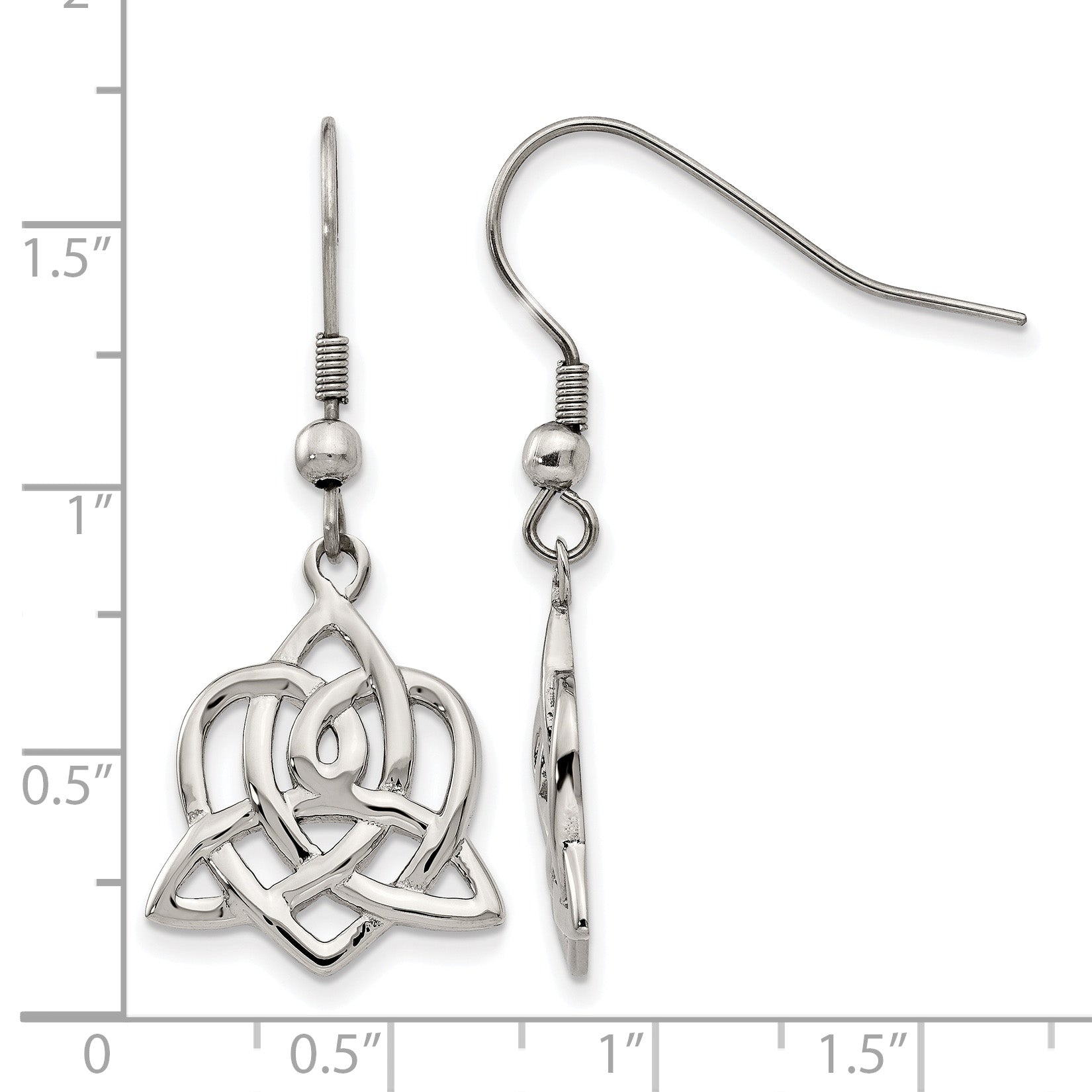 Stainless Steel Polished Heart Knot Drop Dangle Earrings for Women