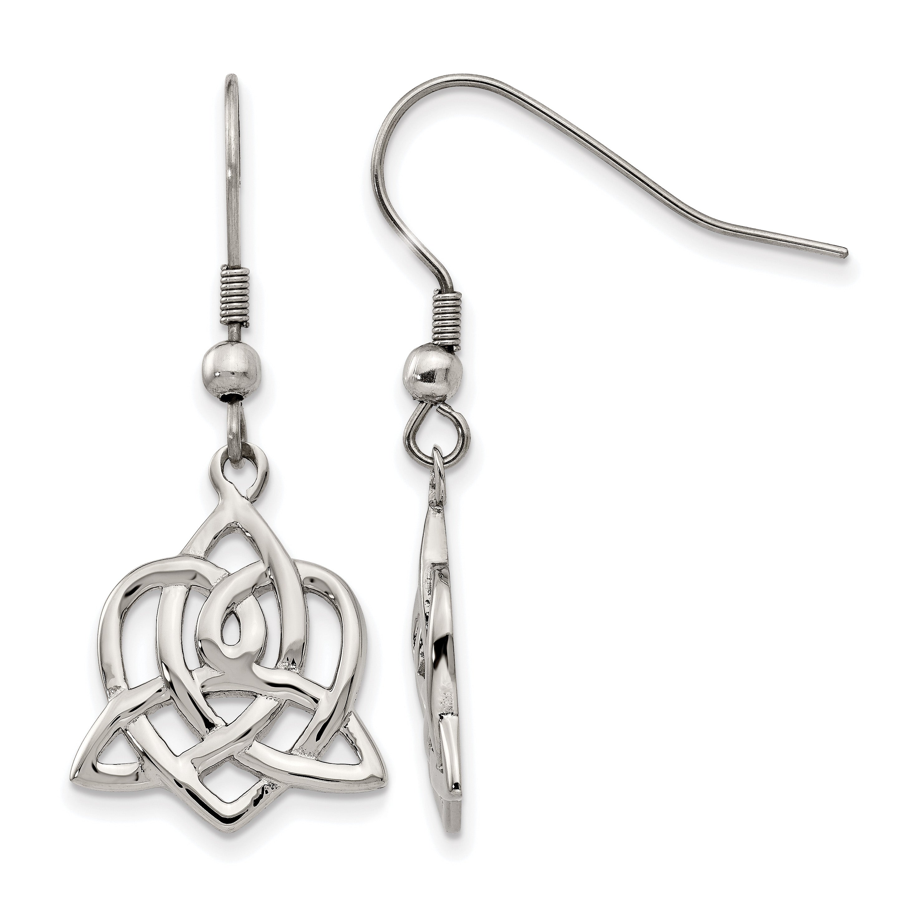 Stainless Steel Polished Heart Knot Drop Dangle Earrings for Women Main image