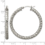 Stainless Steel Polished Textured Hoop Earrings for Women
