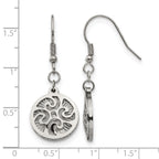Stainless Steel Polished Textured Drop Dangle Earrings for Women