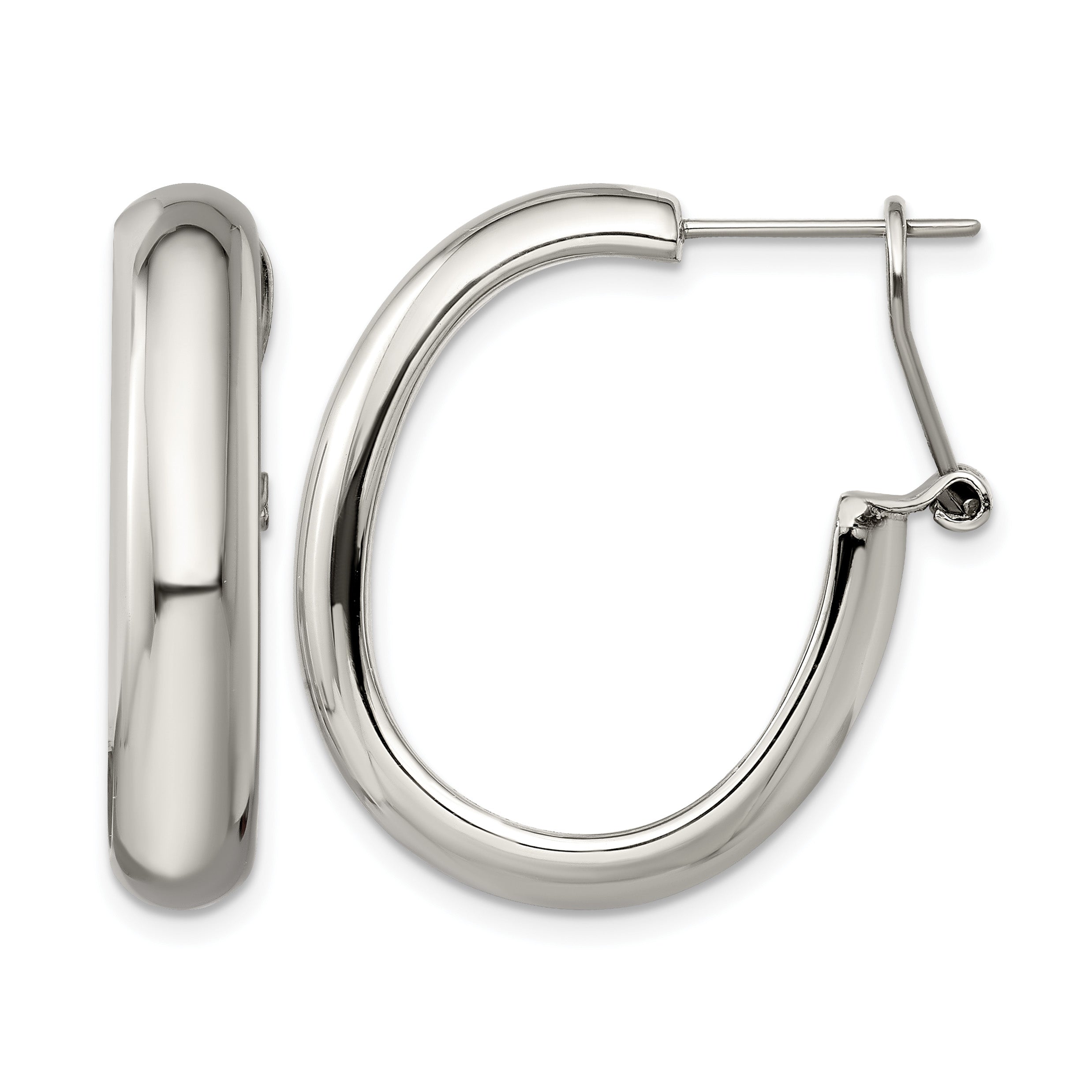 Stainless Steel Polished Hoop Earrings for Women