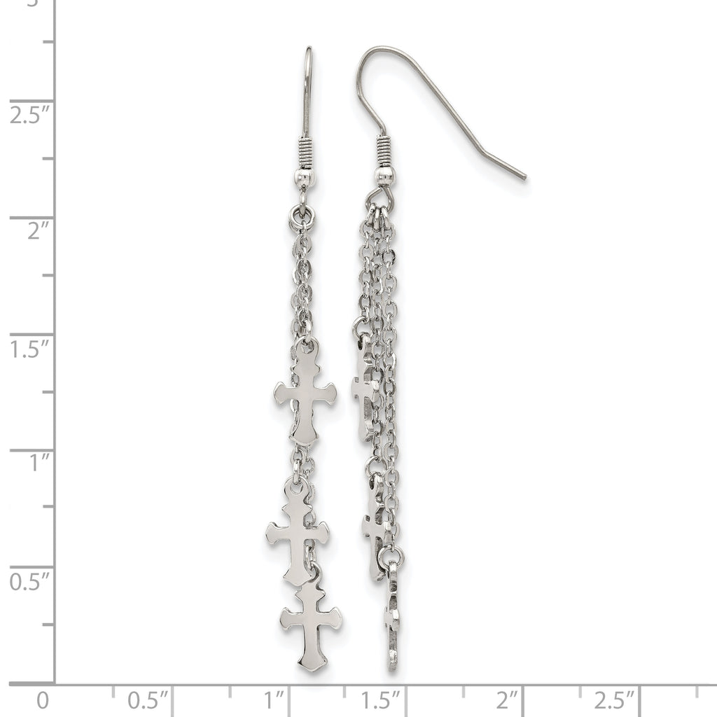 Stainless Steel Polished Cross Drop Dangle Earrings for Women