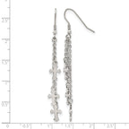 Stainless Steel Polished Cross Drop Dangle Earrings for Women