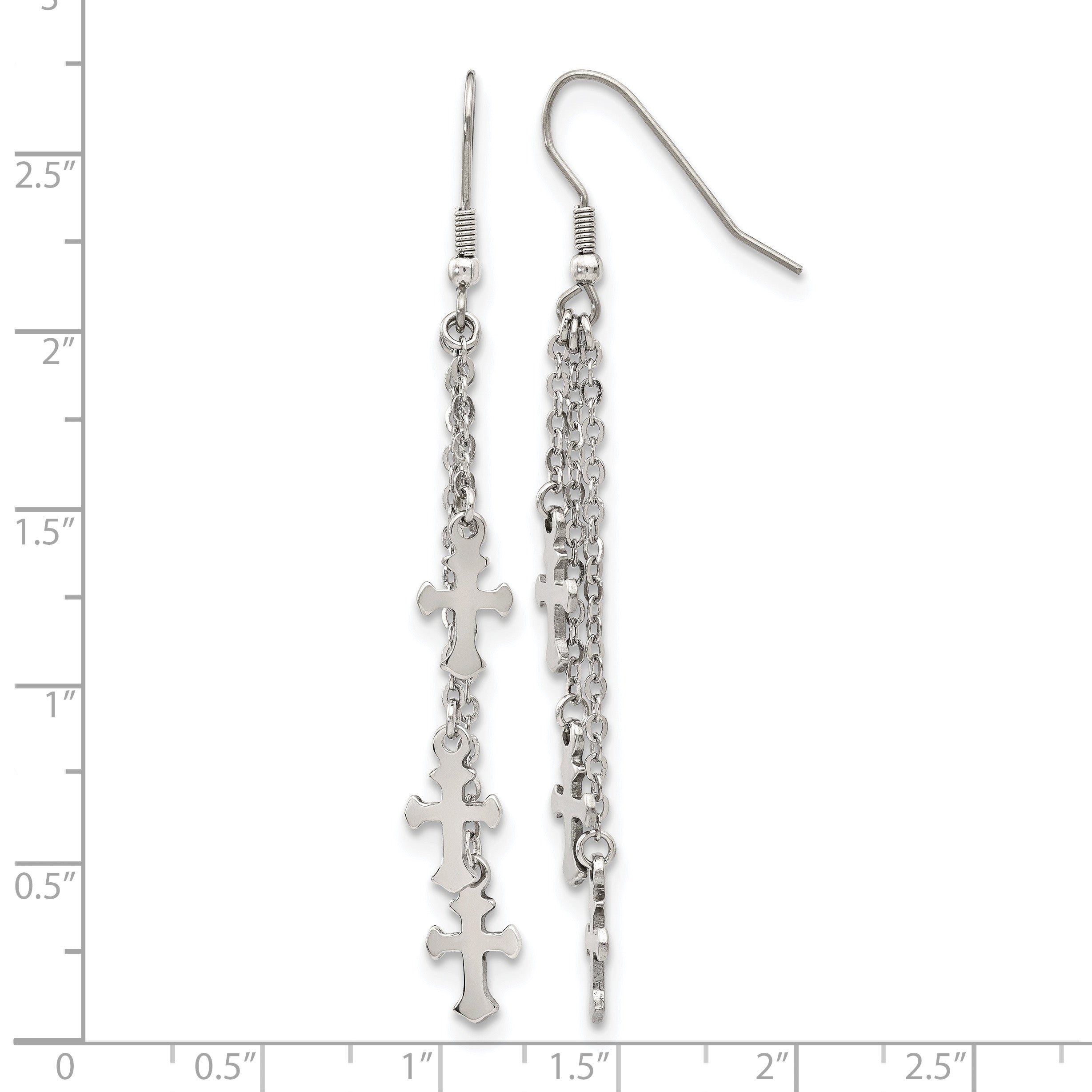 Stainless Steel Polished Cross Drop Dangle Earrings for Women