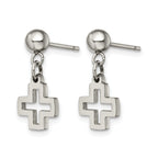 Stainless Steel Polished Cross Drop Dangle Earrings for Women