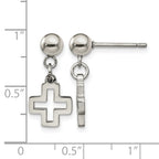 Stainless Steel Polished Cross Drop Dangle Earrings for Women