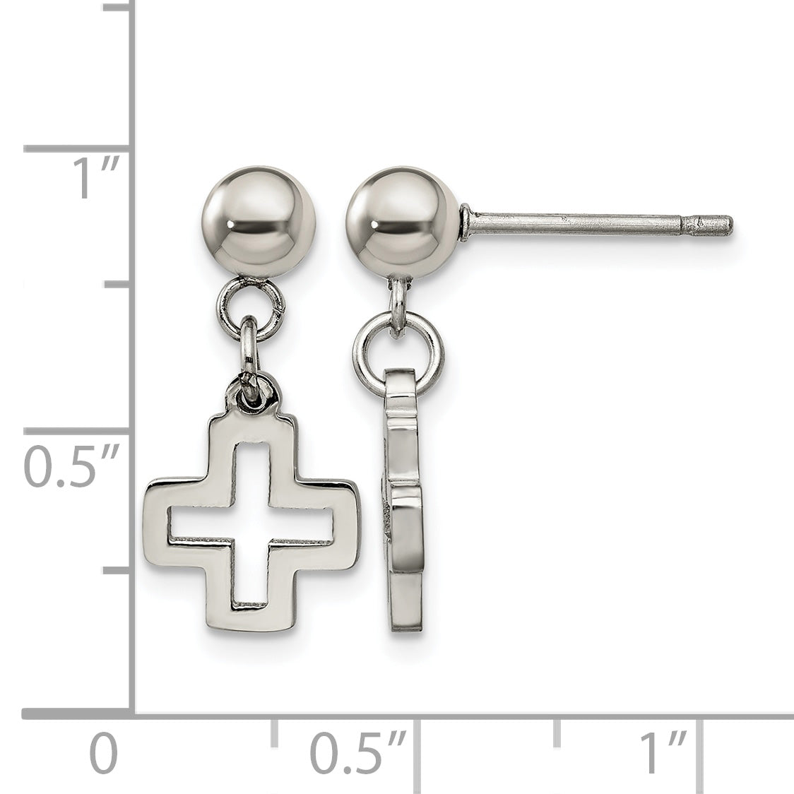 Stainless Steel Polished Cross Drop Dangle Earrings for Women