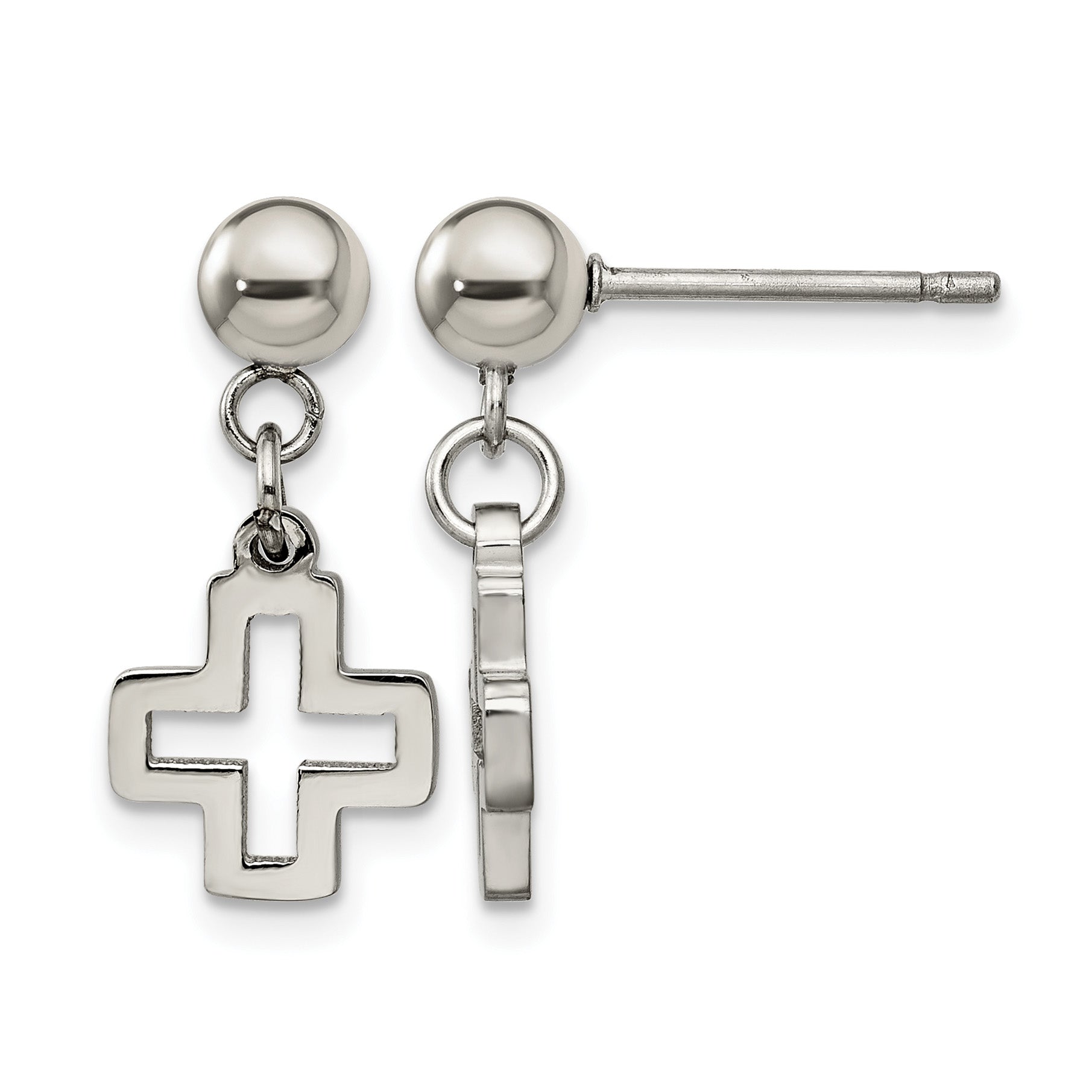 Stainless Steel Polished Cross Drop Dangle Earrings for Women Main image