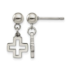 Stainless Steel Polished Cross Drop Dangle Earrings for Women