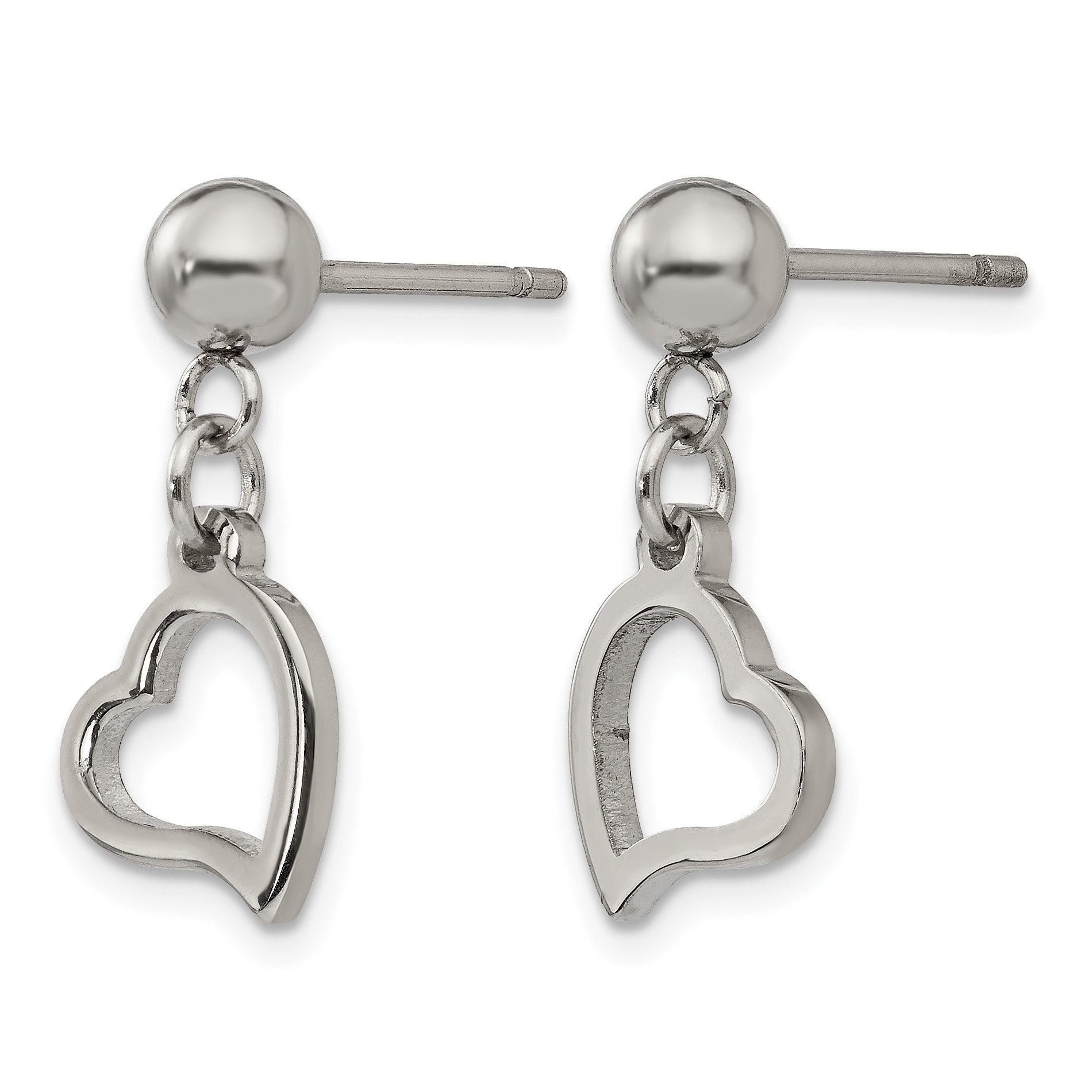 Stainless Steel Polished Heart Drop Dangle Earrings for Women Secondary image