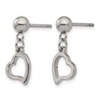 Stainless Steel Polished Heart Drop Dangle Earrings for Women