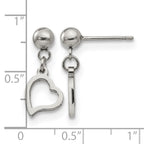Stainless Steel Polished Heart Drop Dangle Earrings for Women