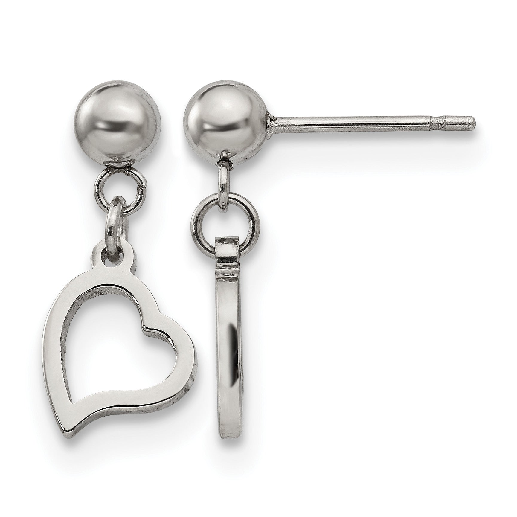 Stainless Steel Polished Heart Drop Dangle Earrings for Women