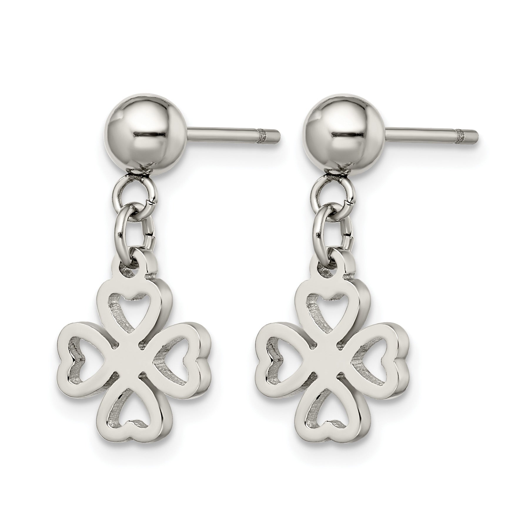 Stainless Steel Polished Leaf Drop Dangle Earrings for Women Secondary image