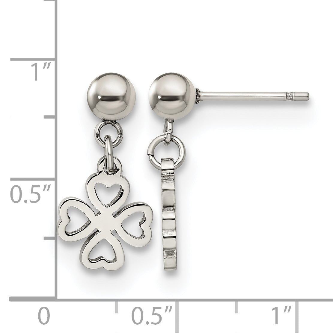 Stainless Steel Polished Leaf Drop Dangle Earrings for Women