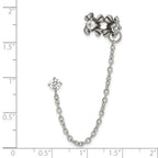 Stainless Steel Polished & Antiqued Cubic Zirconia Ear Climber Earrings for Women