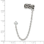 Stainless Steel Polished & Antiqued Cubic Zirconia Ear Climber Earrings for Women