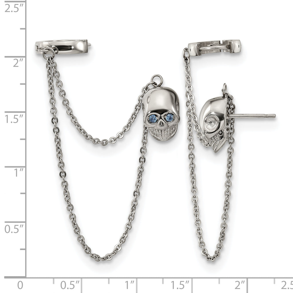 Stainless Steel Polished Blue Cubic Zirconia Drop Dangle Earrings for Women