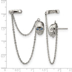 Stainless Steel Polished Blue Cubic Zirconia Drop Dangle Earrings for Women
