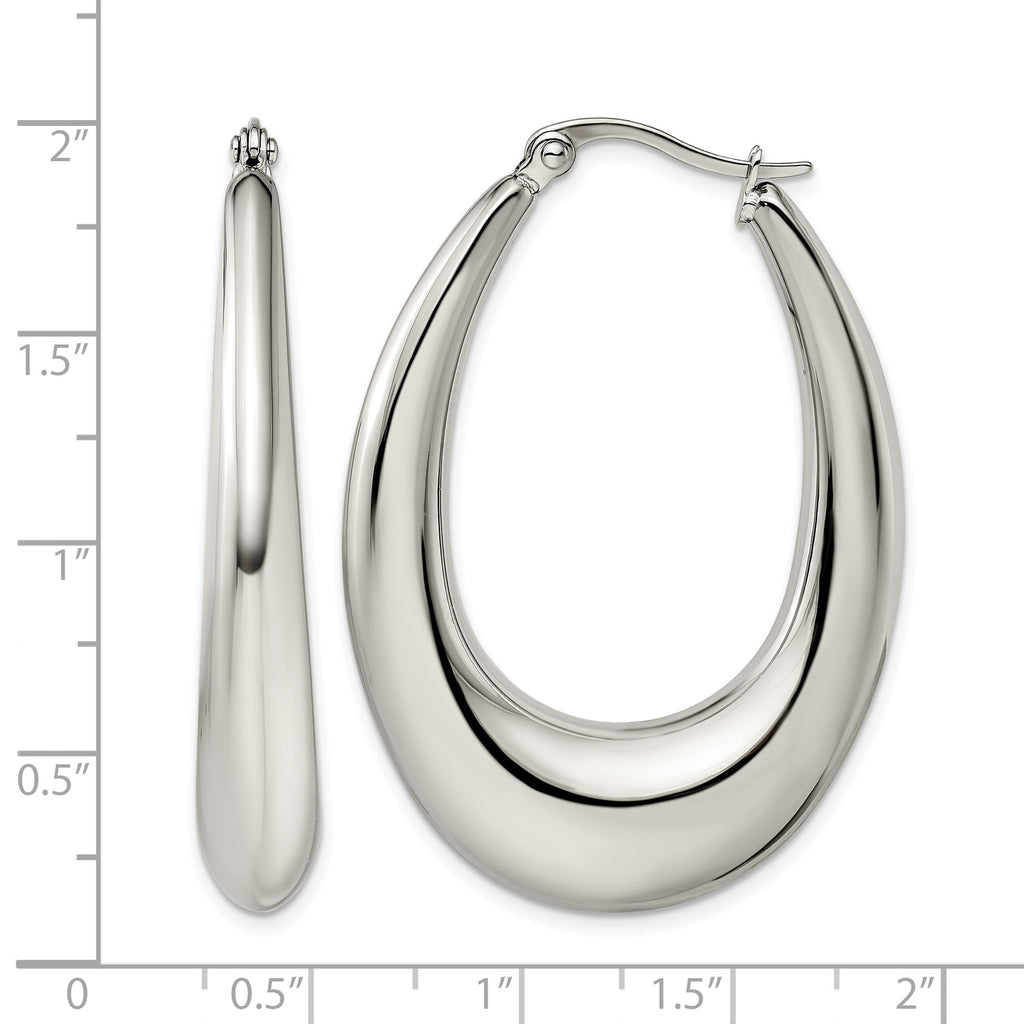 Stainless Steel Polished Teardrop Creole Hoop Earrings for Women