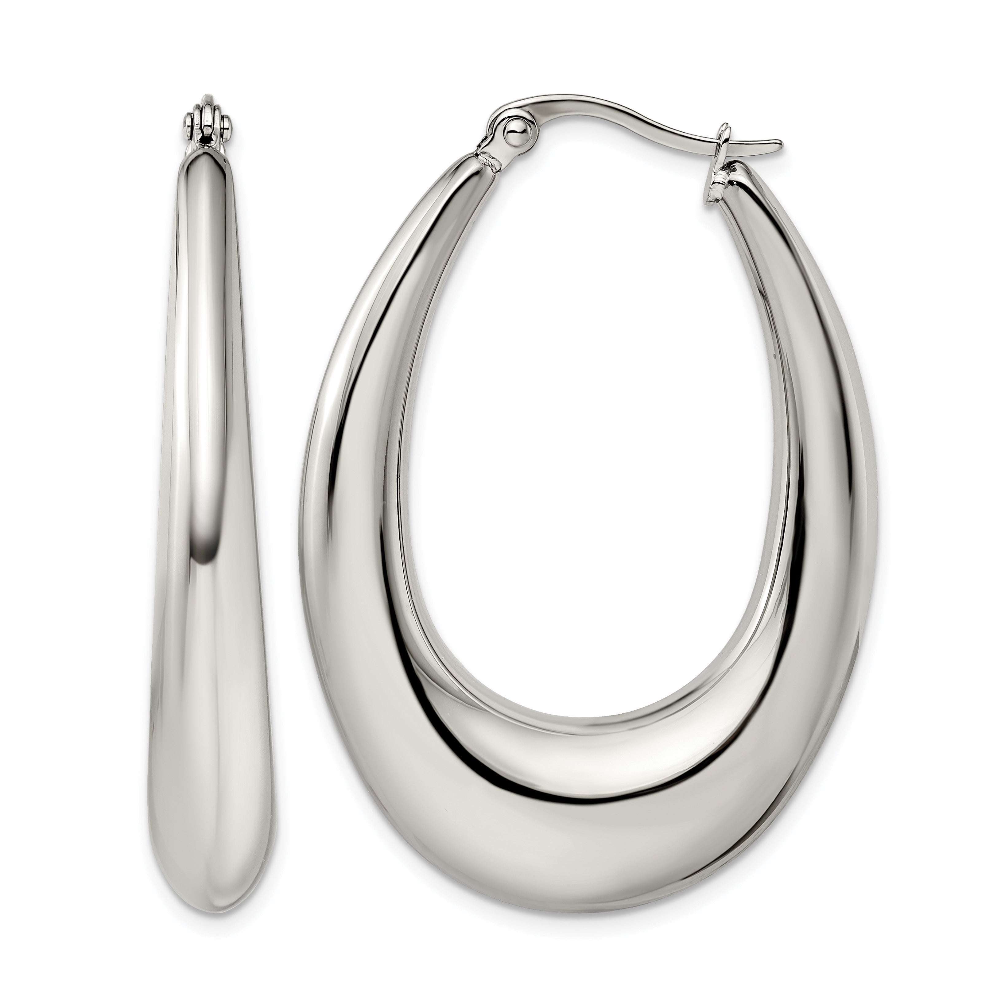 Stainless Steel Polished Teardrop Creole Hoop Earrings for Women