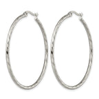 Stainless Steel Polished Textured Hoop Earrings for Women