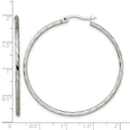 Stainless Steel Polished Textured Hoop Earrings for Women