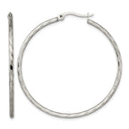 Stainless Steel Polished Textured Hoop Earrings for Women