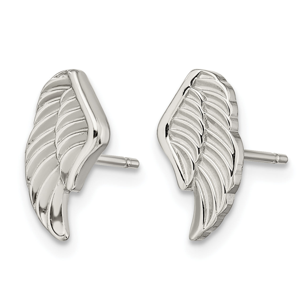 Stainless Steel Polished Textured Button Earrings for Women