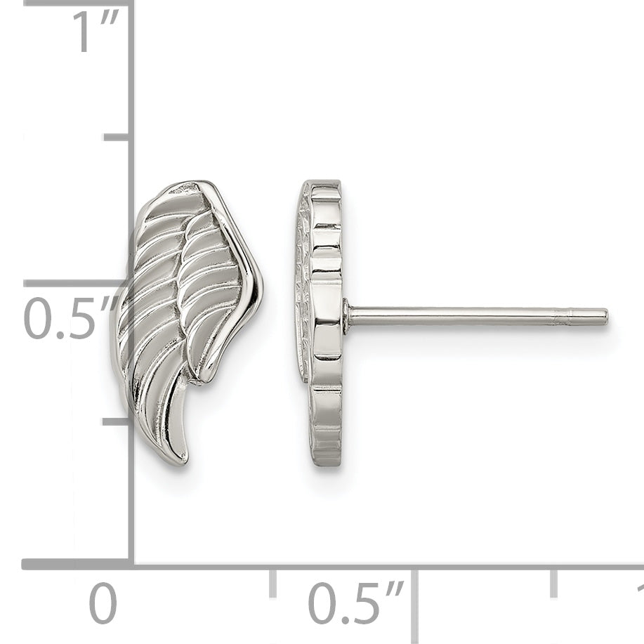 Stainless Steel Polished Textured Button Earrings for Women