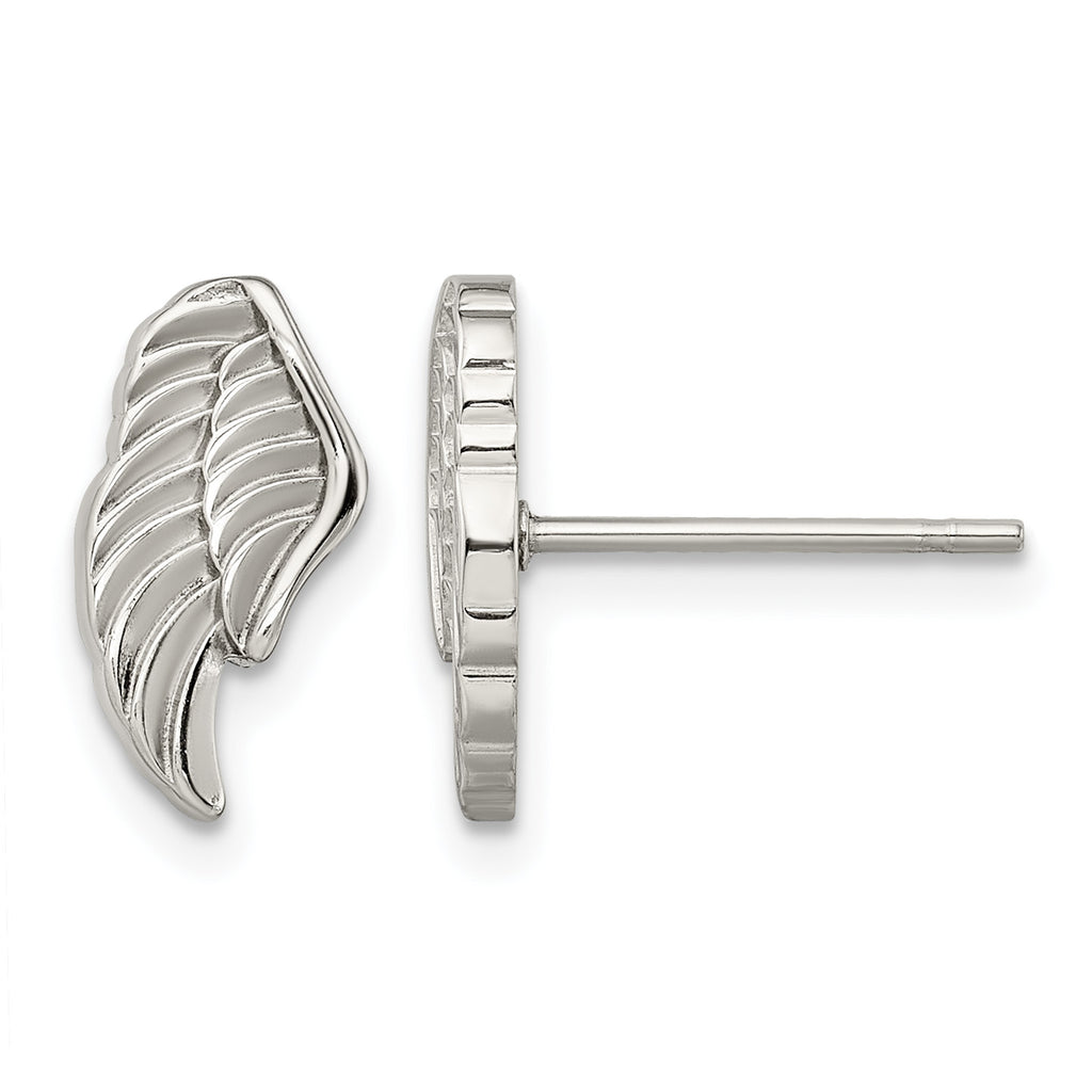 Stainless Steel Polished Textured Button Earrings for Women