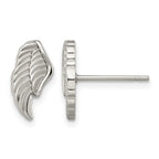 Stainless Steel Polished Textured Button Earrings for Women