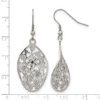 Stainless Steel Polished Flower Drop Dangle Earrings for Women