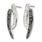 Stainless Steel Polished Black Crystal Drop Dangle Earrings for Women