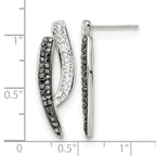 Stainless Steel Polished Black Crystal Drop Dangle Earrings for Women