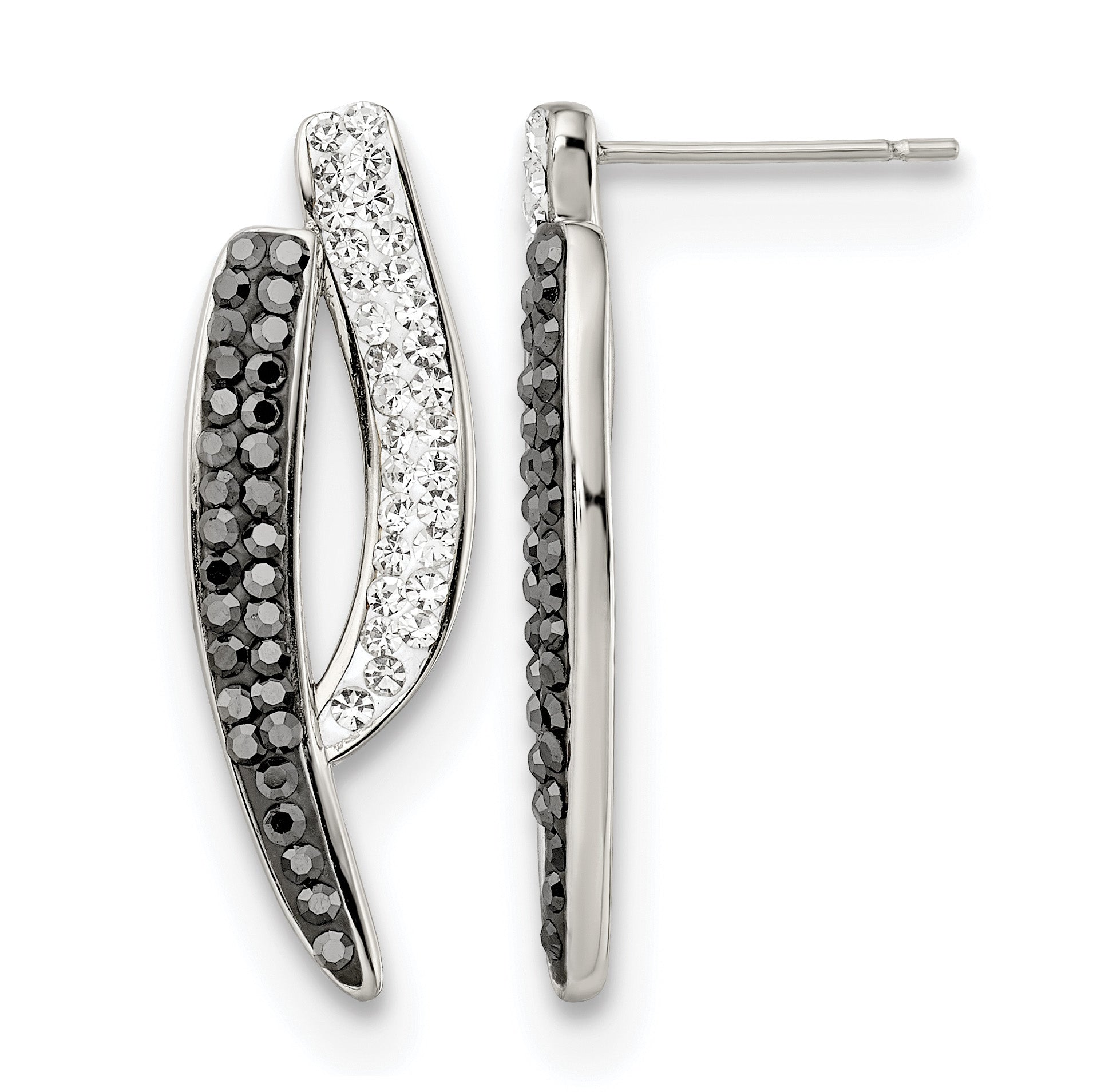 Stainless Steel Polished Black Crystal Drop Dangle Earrings for Women Main image