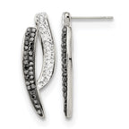 Stainless Steel Polished Black Crystal Drop Dangle Earrings for Women