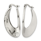 Stainless Steel Polished Textured Creole Hoop Earrings for Women