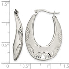 Stainless Steel Polished Textured Creole Hoop Earrings for Women